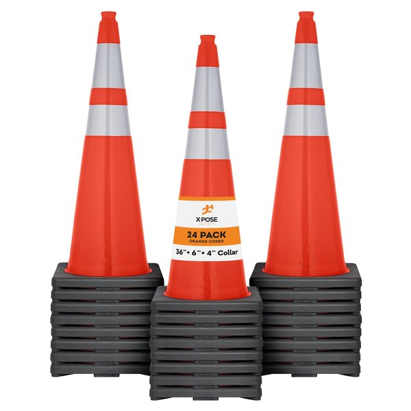 Xpose Safety Traffic Cone, PVC, 36" H, Orange OTC36-64-24-X